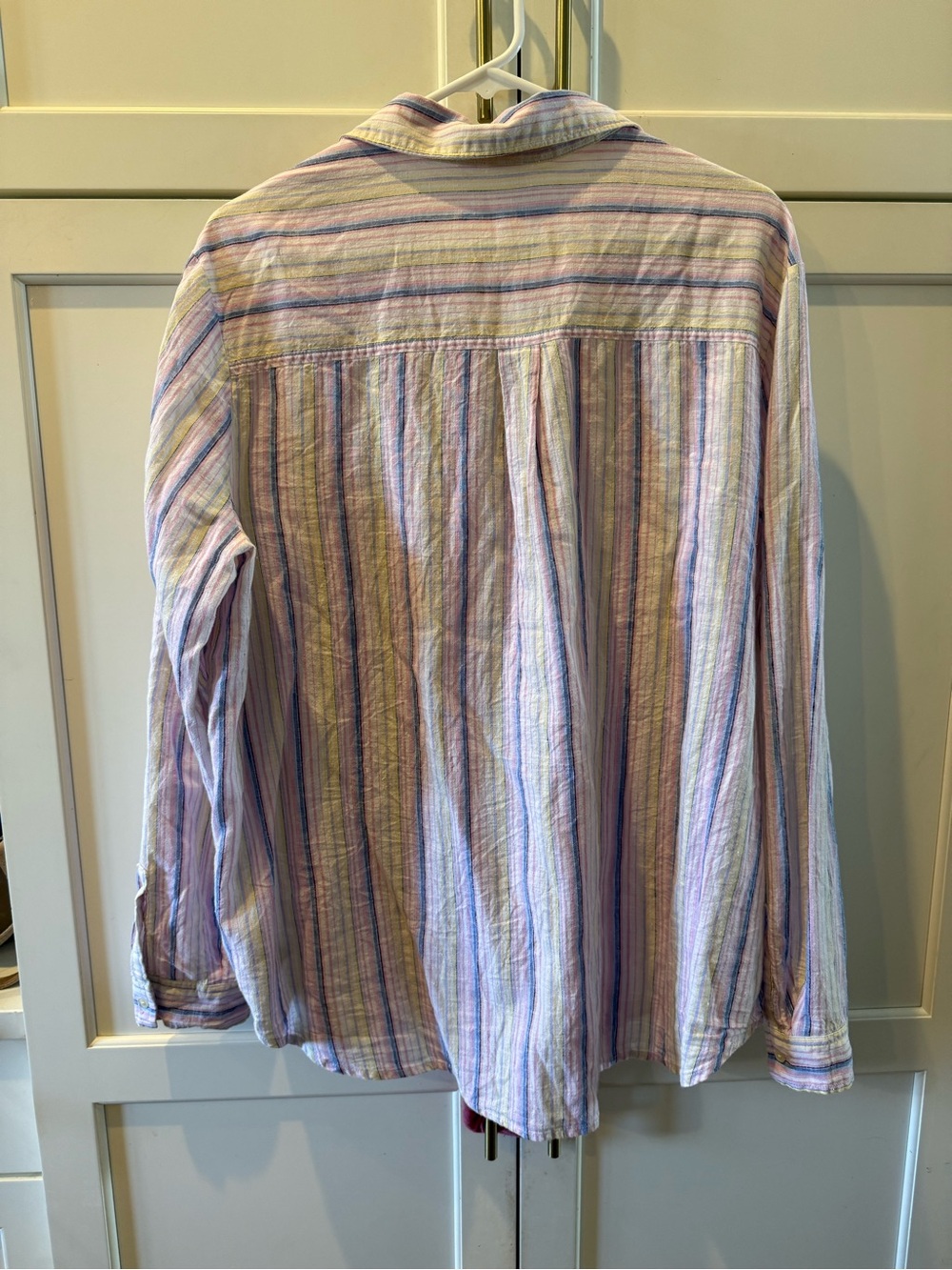 GAP Pastel Striped Button-Down Shirt -XL linen/cotton blend - Picture 2 of 7